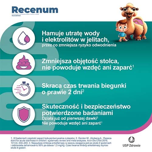 Miniaturka artykułu - #1 Recenum Junior, 10sasz.  - doraźne leczenie objaw&oacute;w ostrej biegunki  u dzieci powyżej 6. roku życia
