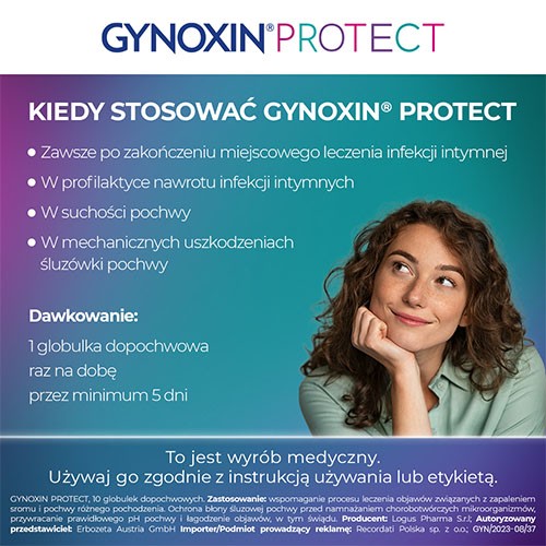 Zdjęcie produktu - 4 Gynoxin Protect, 10 globulek dopochwowych