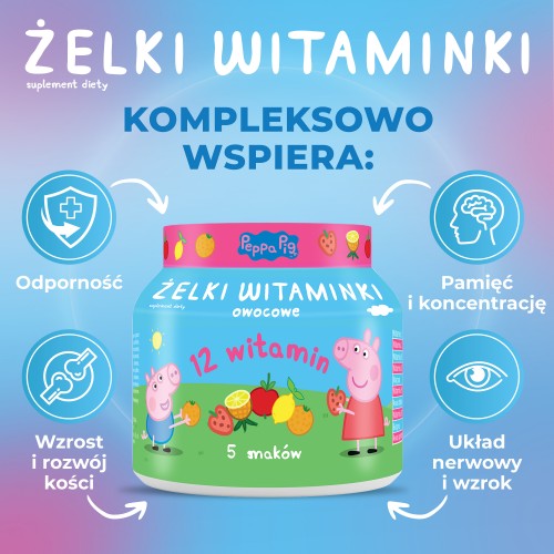 Miniaturka artykułu - #1 DOMOWA APTECZKA Żelki witaminki świnka Peppa, 180g