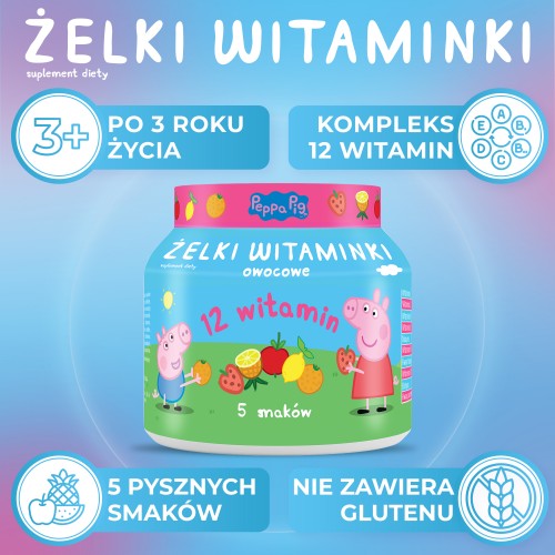 Zdjęcie produktu - 2 DOMOWA APTECZKA Żelki witaminki świnka Peppa, 180g