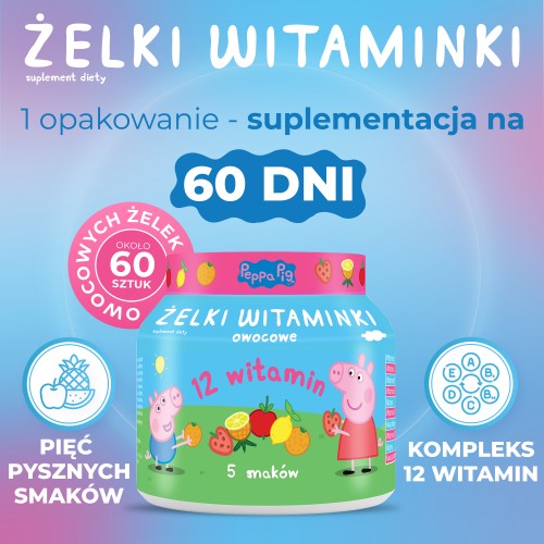 Zdjęcie produktu - 3 DOMOWA APTECZKA Żelki witaminki świnka Peppa, 180g
