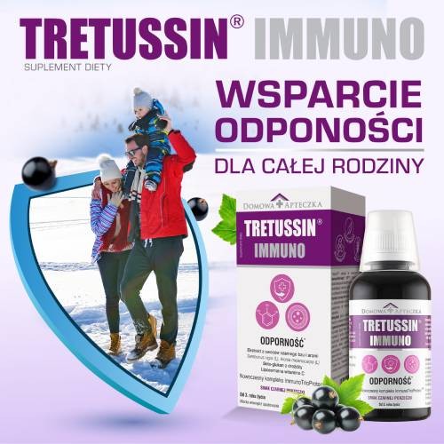 Miniaturka artykułu - #0 DOMOWA APTECZKA Tretussin Immuno o smaku czarnej porzeczki, 150ml
