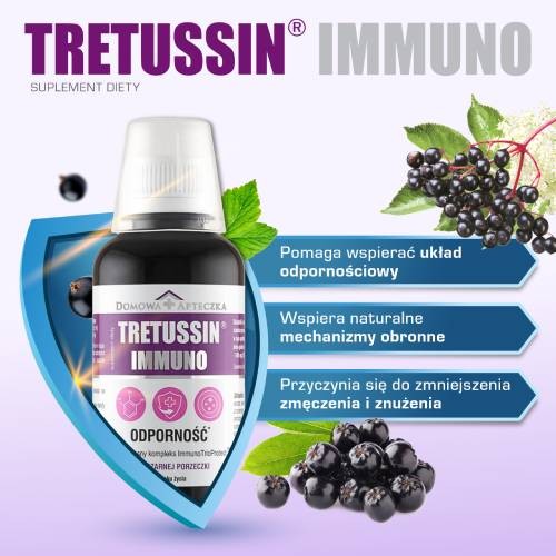 Miniaturka artykułu - #1 DOMOWA APTECZKA Tretussin Immuno o smaku czarnej porzeczki, 150ml