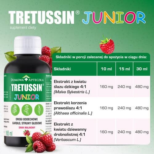 Zdjęcie produktu - 3 Tretussin Junior smak malinowy, 165ml