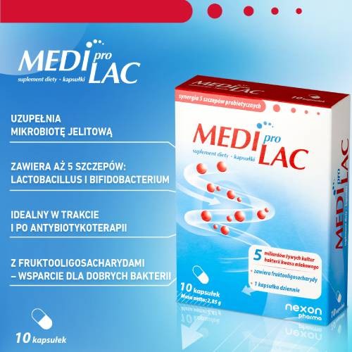 Miniaturka artykułu - #0 MediproLac Probiotyk + Prebiotyk, 10kaps.