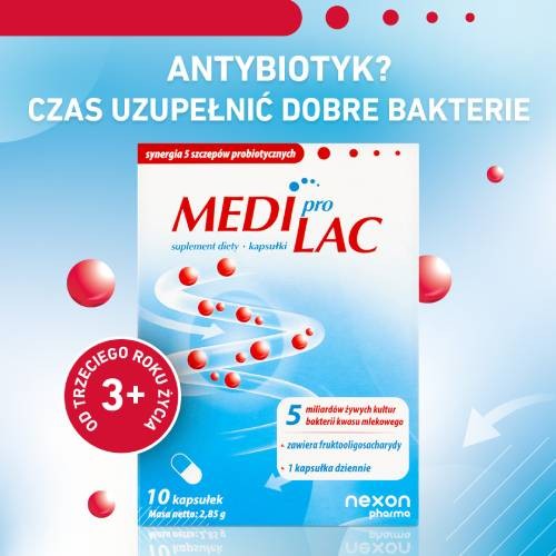 Miniaturka artykułu - #1 MediproLac Probiotyk + Prebiotyk, 10kaps.