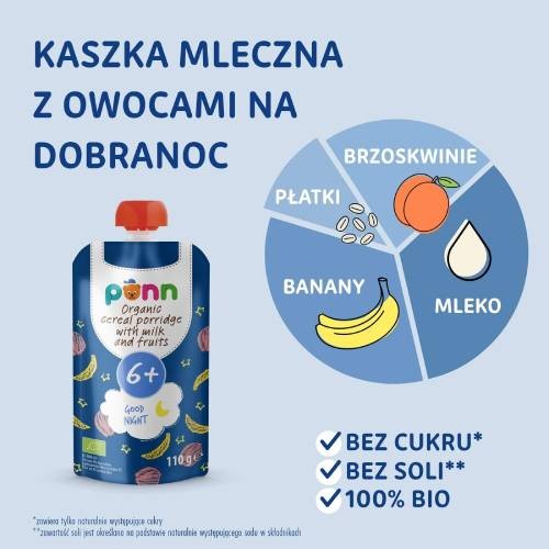 Miniaturka artykułu - #0 SALVEST P&Otilde;NN BIO Mleczna owsianka na dobranoc z owocami, 110g