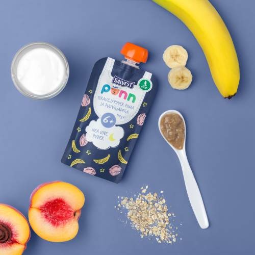 Zdjęcie produktu - 2 SALVEST P&Otilde;NN BIO Mleczna owsianka na dobranoc z owocami, 110g