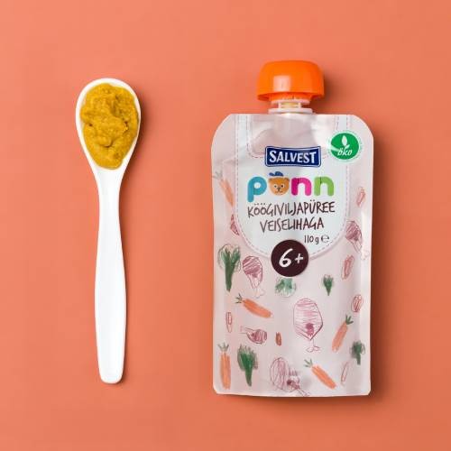 Miniaturka artykułu - #1 SALVEST P&Otilde;NN BIO Wołowina z puree warzywnym, 100g