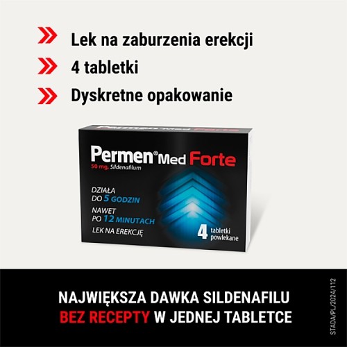 Miniaturka artykułu - #0 Permen Med Forte 50mg, 4 tabletki powlekane