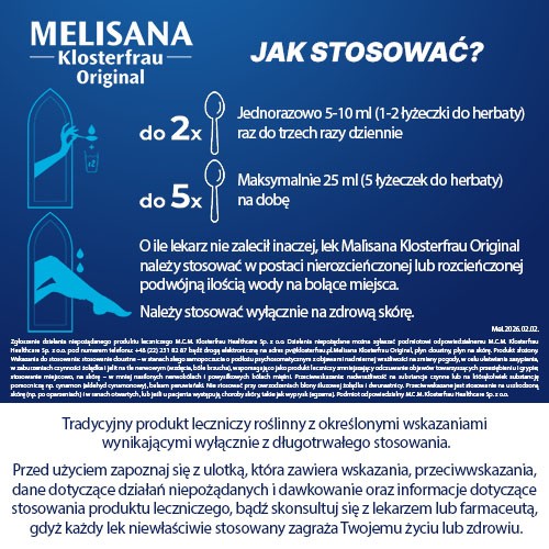 Zdjęcie produktu - 4 Melisana Klosterfrau Original Płyn doustny, płyn na sk&oacute;rę, 155 ml