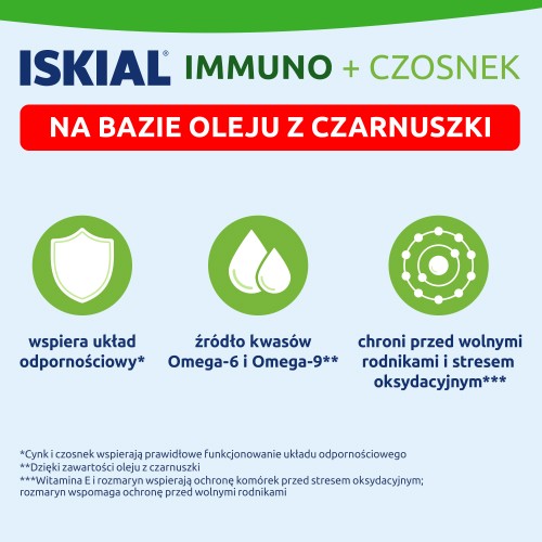 Zdjęcie produktu - 3 Iskial Immuno + Czosnek, 60kaps.