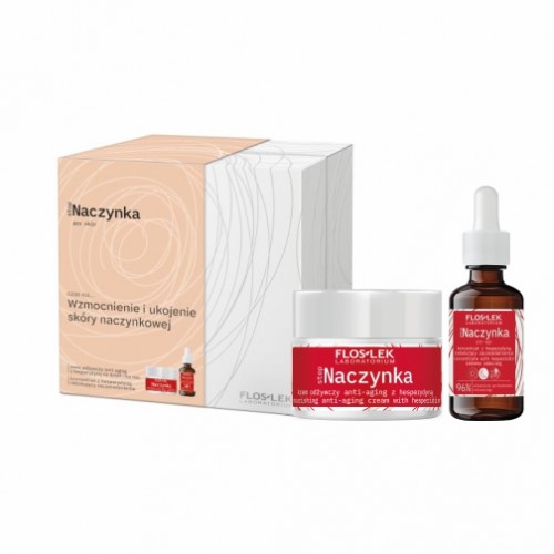 Zdjęcie produktu - 0 FLOS-LEK Zestaw prezentowy stopNaczynka: Krem odżywczy Anti-Aging z hesperydyną, 50ml + Koncentrat z hesperedyną redukujący zaczerwienienia, 30ml