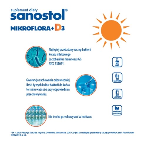 Miniaturka artykułu - #1 Sanostol Mikroflora + D3 krople, 8 ml