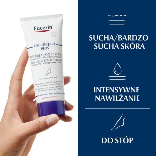 Miniaturka artykułu - #1 Eucerin UreaRepair Plus Krem do st&oacute;p 10% mocznika, 100 ml