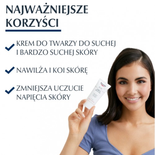 Miniaturka artykułu - #0 EUCERIN Urea Krem nawilżający do twarzy na dzień i na noc 5% mocznika, 50ml