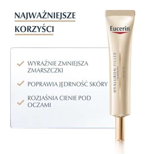 Miniaturka artykułu - #0 Eucerin Hyaluron-Filler + Elasticity Przeciwzmarszczkowy krem pod oczy SPF 20, 15 ml