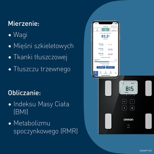 Zdjęcie produktu - 2 OMRON Waga z analizatorem składu ciała VIVA HBF-222T-EBK