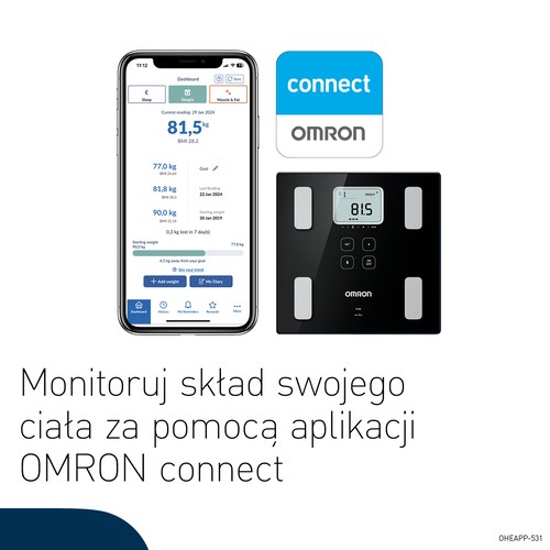 Zdjęcie produktu - 4 OMRON Waga z analizatorem składu ciała VIVA HBF-222T-EBK