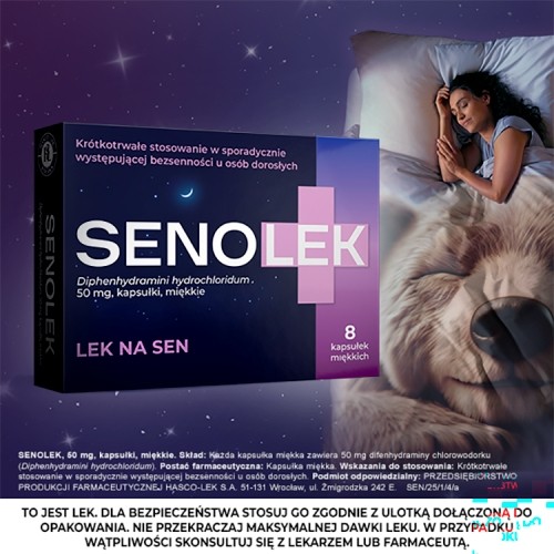 Miniaturka artykułu - #1 Senolek 50 mg Lek na bezsenność, 8 kapsułek