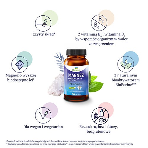 Miniaturka artykułu - #0 Naturell Magnez organiczny+, 100 kaps.