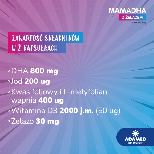 Zdjęcie produktu - 3 MamaDHA z żelazem, 60 kaps.