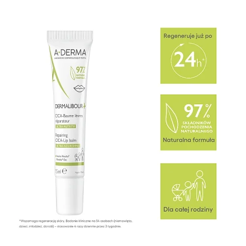 #0 – A-DERMA Dermalibour Baume Levre Regenerujący balsam do ust, 15ml