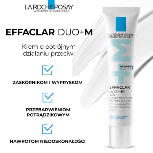 Miniaturka artykułu - #1 La Roche-Posay Effaclar Duo+M Krem przeciw niedoskonałościom, 40 ml