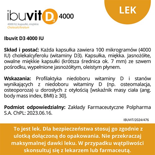 Zdjęcie produktu - 6 Ibuvit D3 4000IU, 150 kapsułek