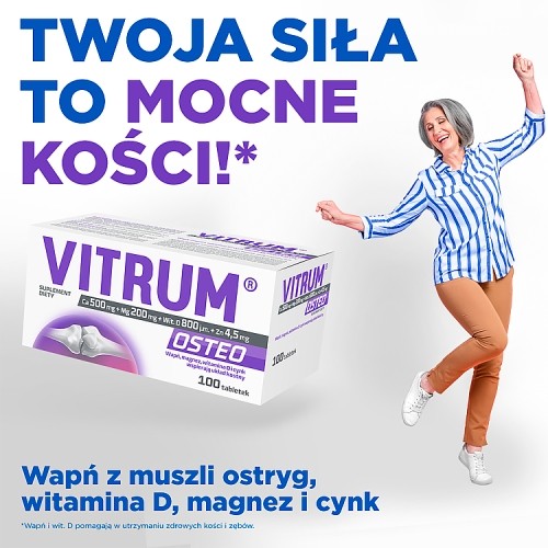 Miniaturka artykułu - #1 Vitrum Osteo Ca 500mg + Mg 200mg + Wit. D 800 j.m. + Zn 4,5mg, 60tabl.