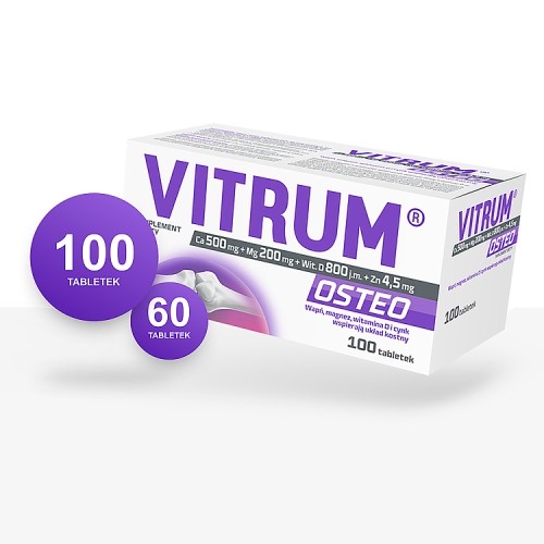 Zdjęcie produktu - 2 Vitrum Osteo Ca 500mg + Mg 200mg + Wit. D 800 j.m. + Zn 4,5mg, 60tabl.