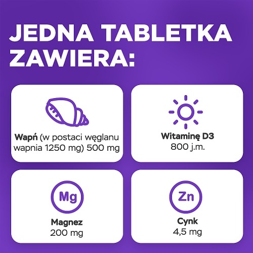 Zdjęcie produktu - 5 Vitrum Osteo Ca 500mg + Mg 200mg + Wit. D 800 j.m. + Zn 4,5mg, 60tabl.