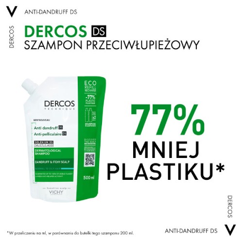 Zdjęcie produktu - 4 Vichy Dercos DS Szampon przeciwłupieżowy do włos&oacute;w normalnych i tłustych Refill, 500 ml