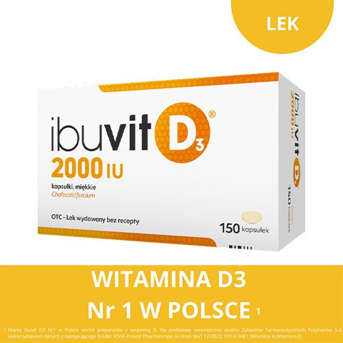 Miniaturka artykułu - #0 Ibuvit D3 2000 IU, 150 kapsułek