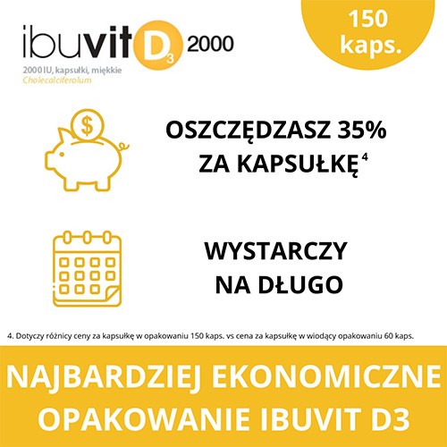 Zdjęcie produktu - 5 Ibuvit D3 2000 IU, 150 kapsułek