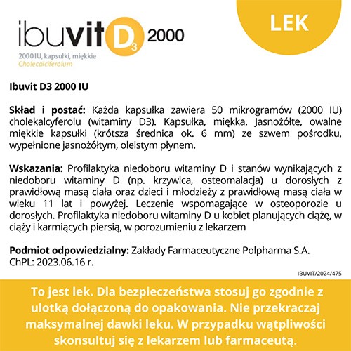 Zdjęcie produktu - 6 Ibuvit D3 2000 IU, 150 kapsułek