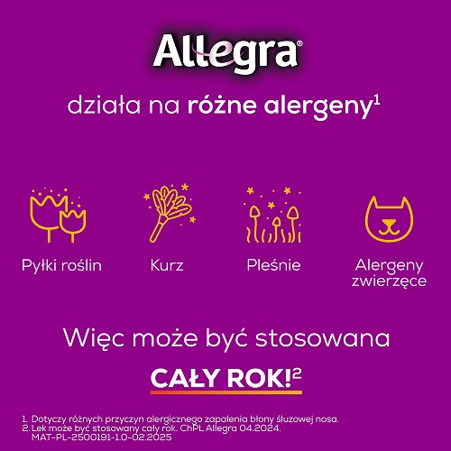 Zdjęcie produktu - 2 Allegra 120 mg, 20 tabletek powlekanych