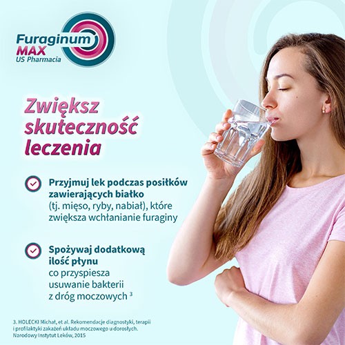 Zdjęcie produktu - 3 Furaginum Max US Pharmacia 100 mg, 30 tabletek - lek na zakażenia dr&oacute;g moczowych