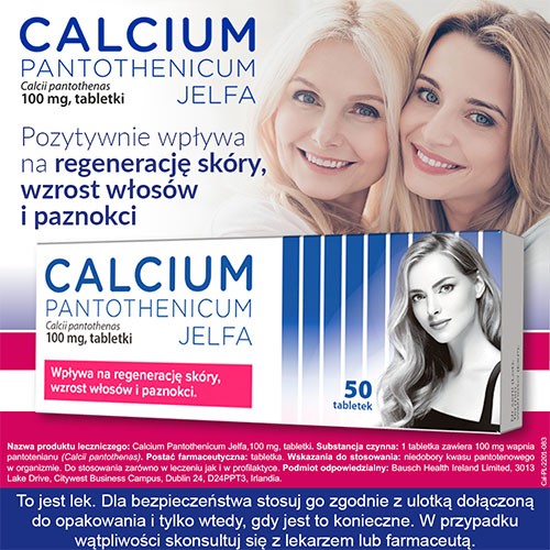 Miniaturka artykułu - #1 CALCIUM PANTOTHENICUM JELFA 100 mg, 50 tabletek