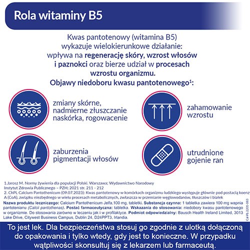 Zdjęcie produktu - 4 CALCIUM PANTOTHENICUM JELFA 100 mg, 50 tabletek