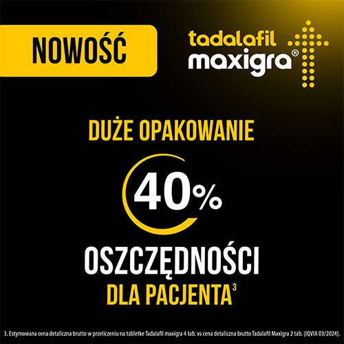 Zdjęcie produktu - 3 Tadalafil Maxigra 10mg, 4 tabletki powlekane