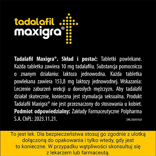 Zdjęcie produktu - 6 Tadalafil Maxigra 10mg, 4 tabletki powlekane