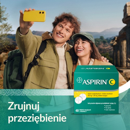 Miniaturka artykułu - #0 Aspirin C 400 mg + 240 mg, 40 tabletek musujących