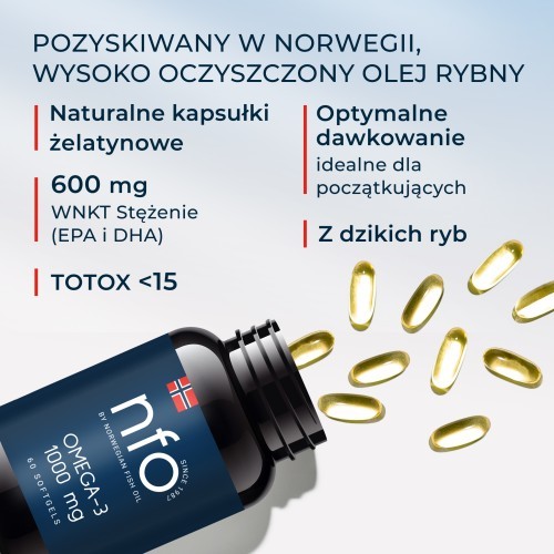 Miniaturka artykułu - #0 NFO Omega 3 1000 mg, 60 kapsułek