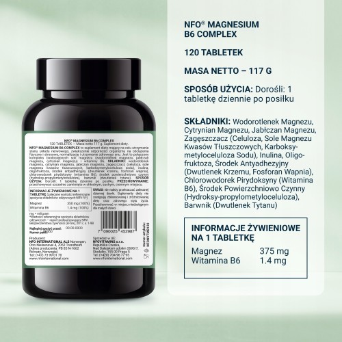Zdjęcie produktu - 2 NFO Magnesium B6 COMPLEX, 120tabl.