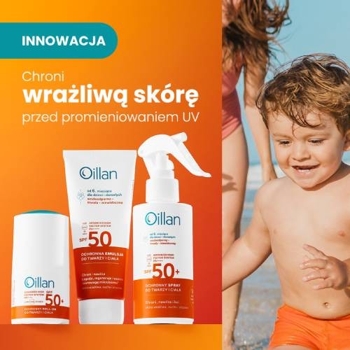 Miniaturka artykułu - #0 OILLAN SUN Ochronny roll-on przeciwsłoneczny do twarzy i ciała z filtrem SPF50 do sk&oacute;ry wrażliwej, 50ml