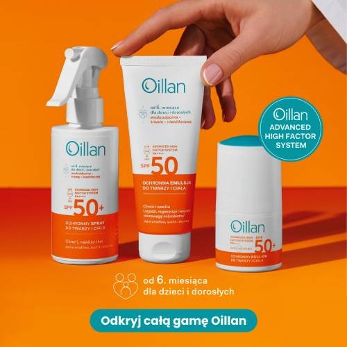 Zdjęcie produktu - 2 OILLAN SUN Ochronny roll-on przeciwsłoneczny do twarzy i ciała z filtrem SPF50 do sk&oacute;ry wrażliwej, 50ml