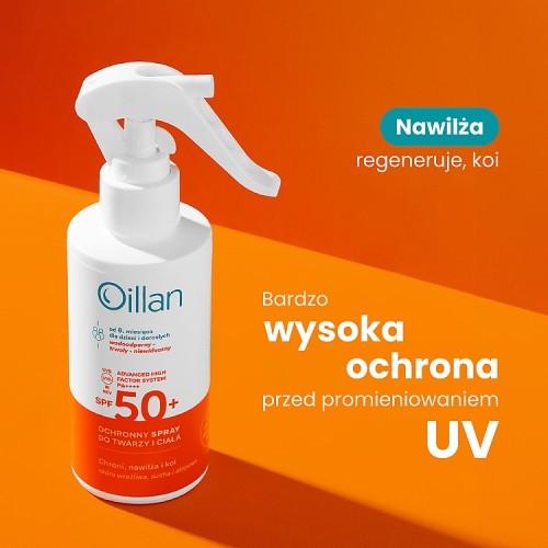 Miniaturka artykułu - #1 OILLAN Ochronny spray przeciwsłoneczny z filtrem SPF50, 125ml