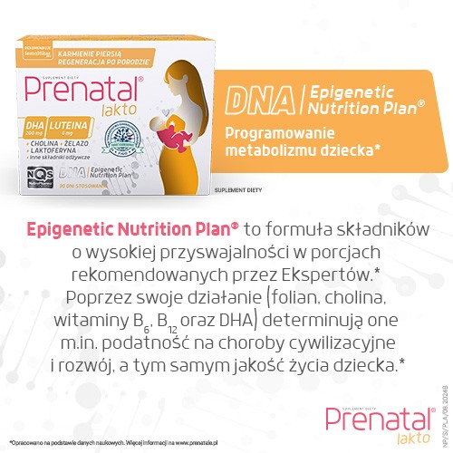 Zdjęcie produktu - 3 Prenatal Lakto: 30 kapsułek Prenatal Lakto 1 + 30 kapsułek Prenatal Lakto 2