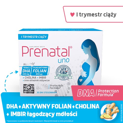 Miniaturka artykułu - #0 Prenatal Uno 30kaps. witaminowo-mineralnych + 30kaps. DHA